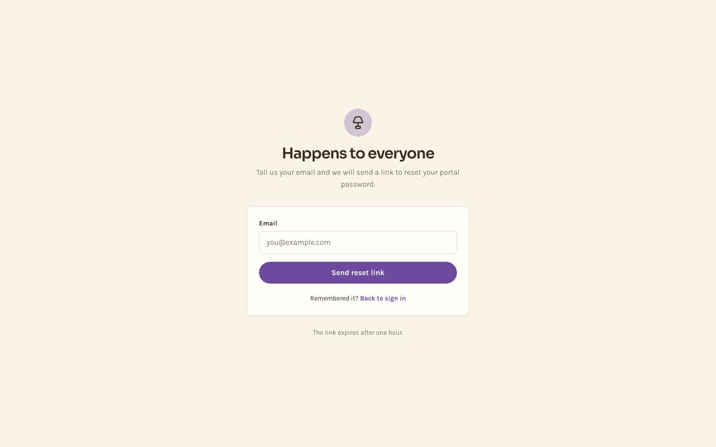 HOA Portal Template — forgot password page screenshot