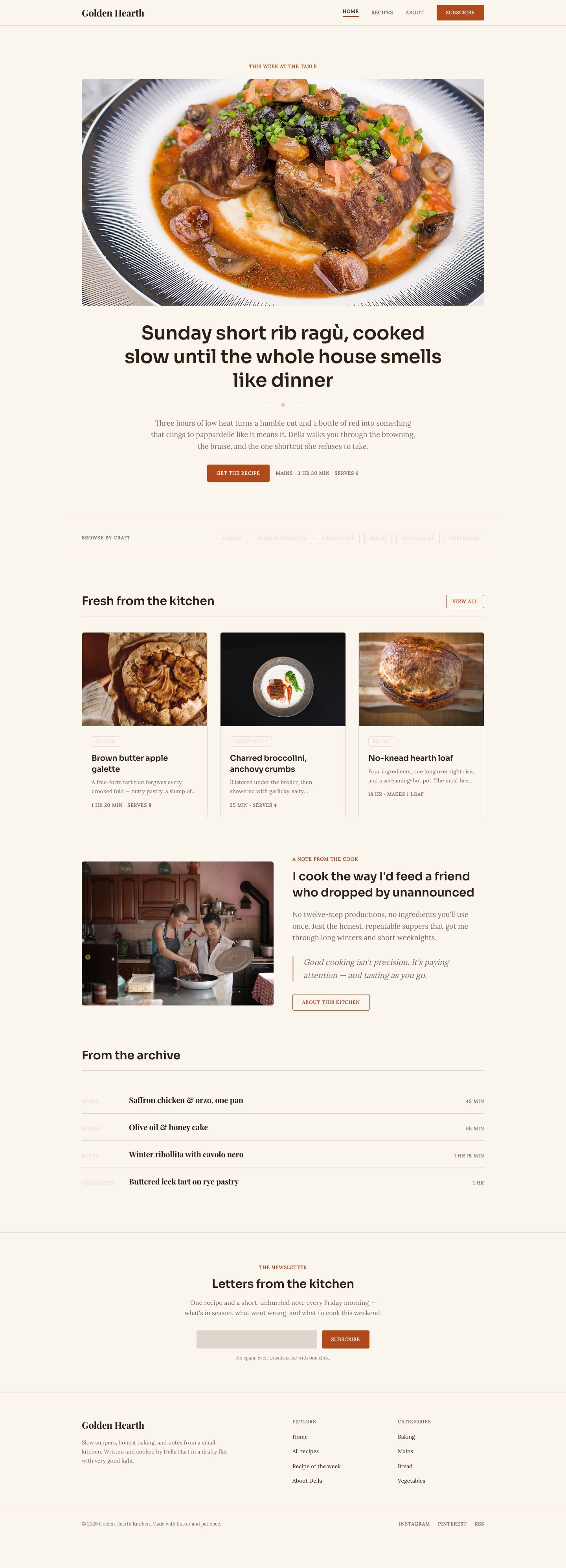 Food Blog Template — full page preview
