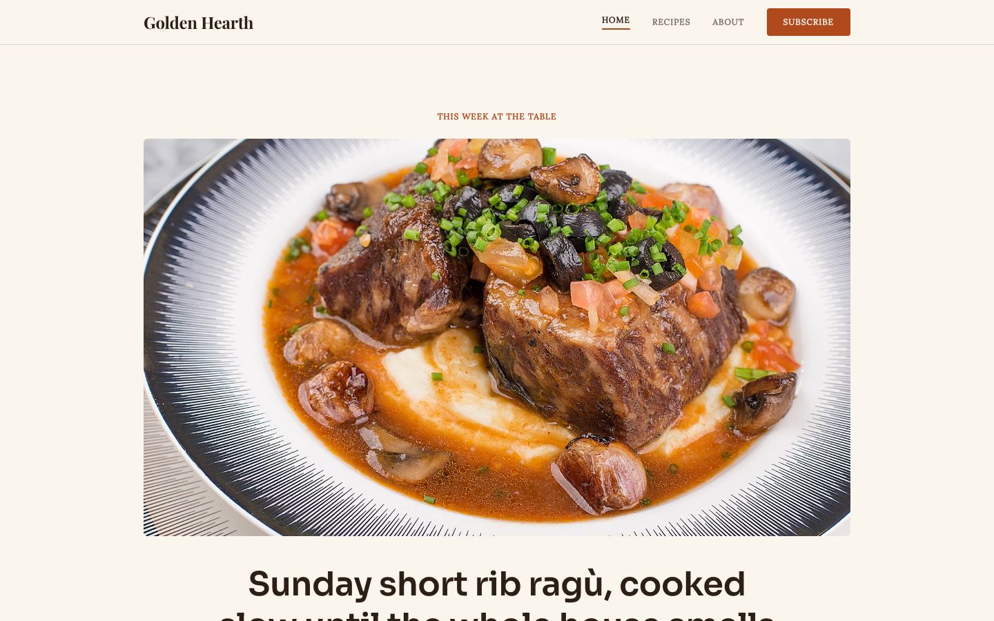 Food Blog Template — home page screenshot