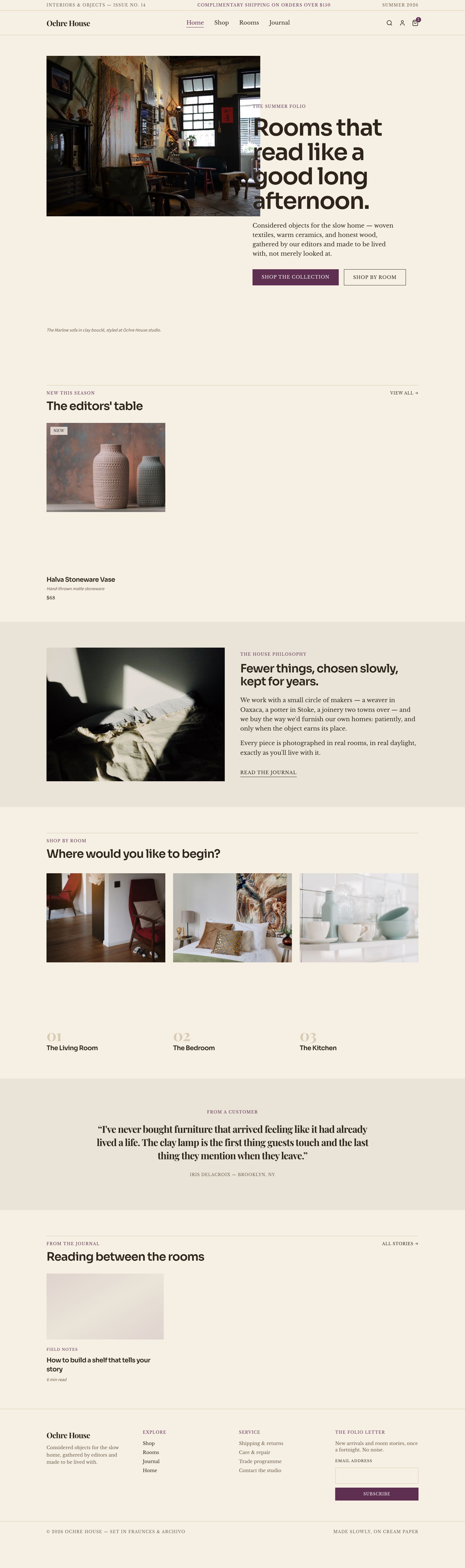 Home Decor Website Template — full page preview