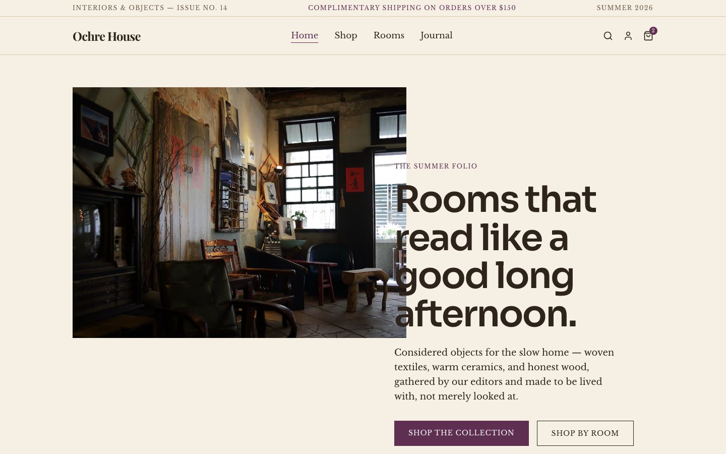 Home Decor Website Template — home page screenshot