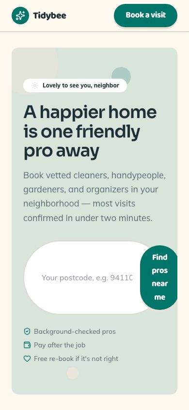 Home Services Booking App Template — responsive mobile layout