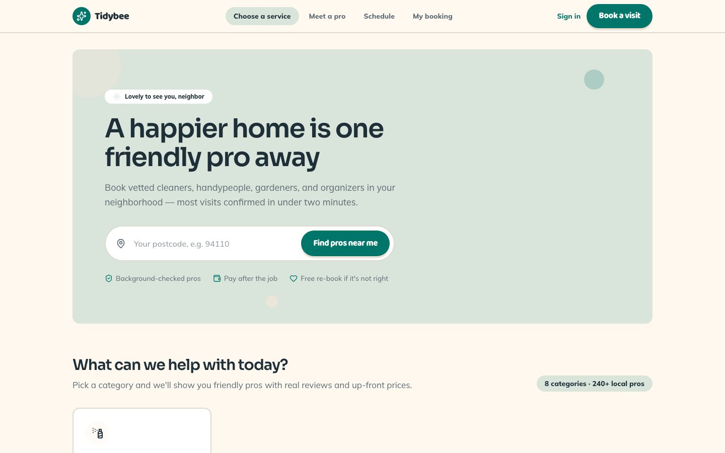 Home Services Booking App Template — home page screenshot