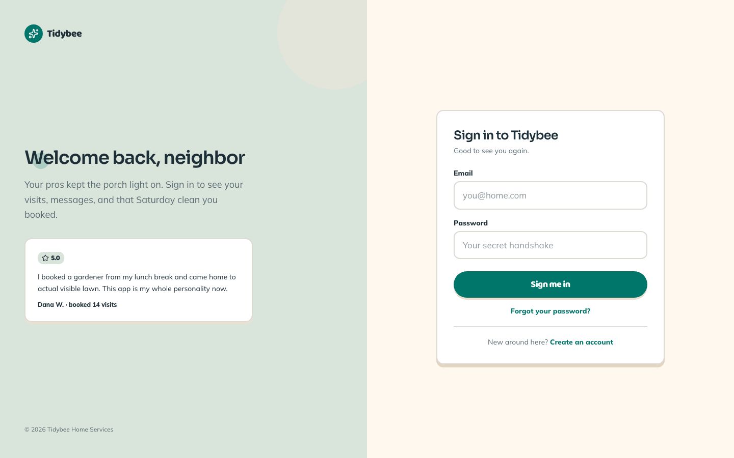 Home Services Booking App Template — login page screenshot