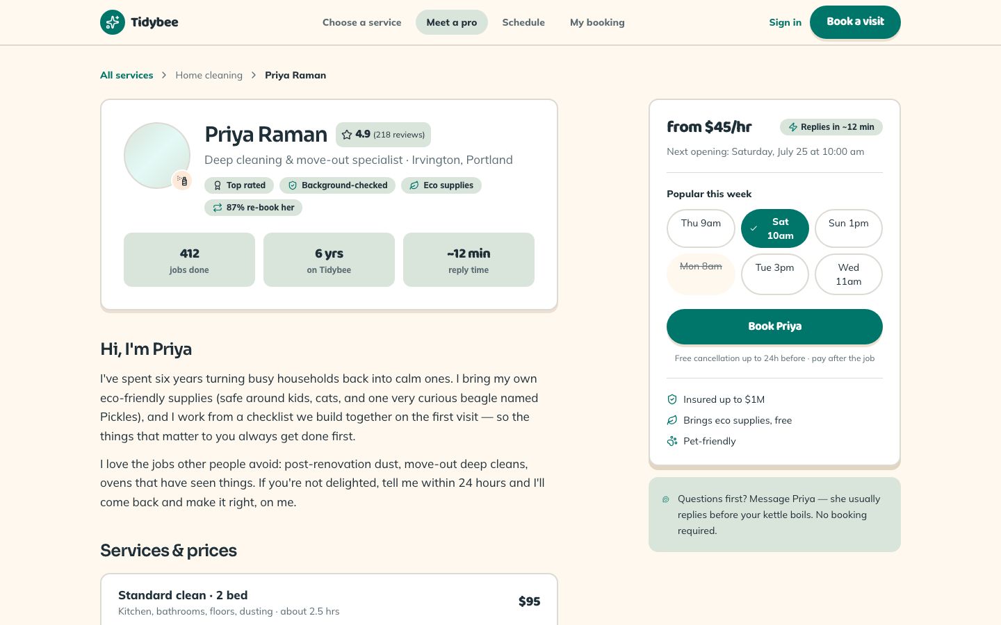 Home Services Booking App Template — pro page screenshot