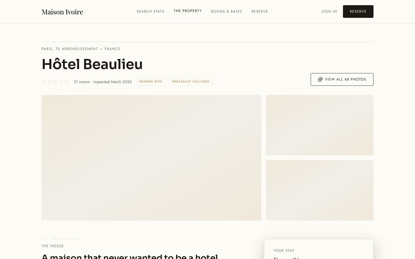 Hotel Booking App Template — hotel page screenshot