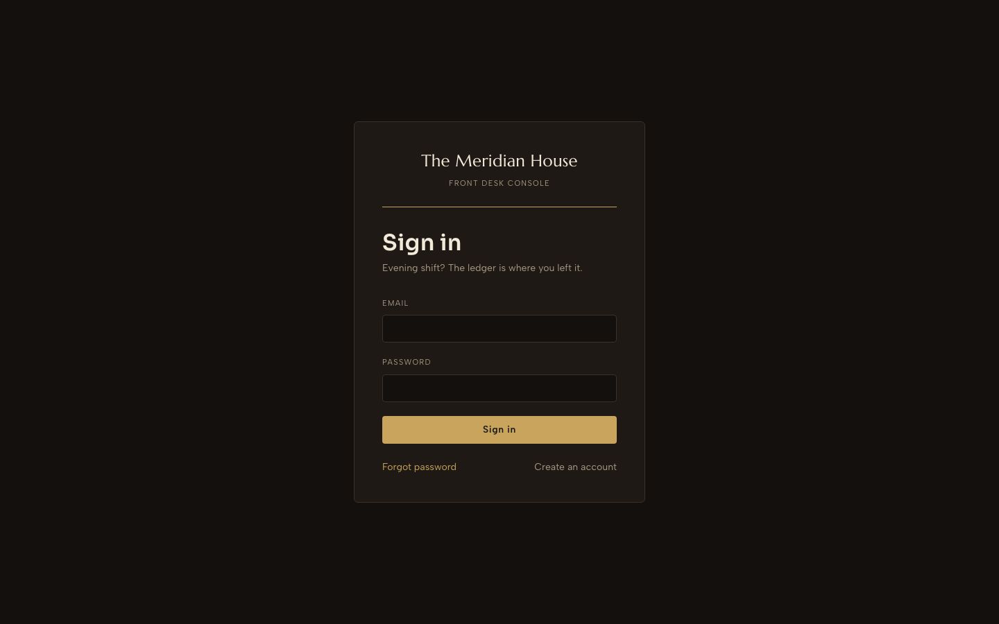 Hotel Management Dashboard Template — login page screenshot