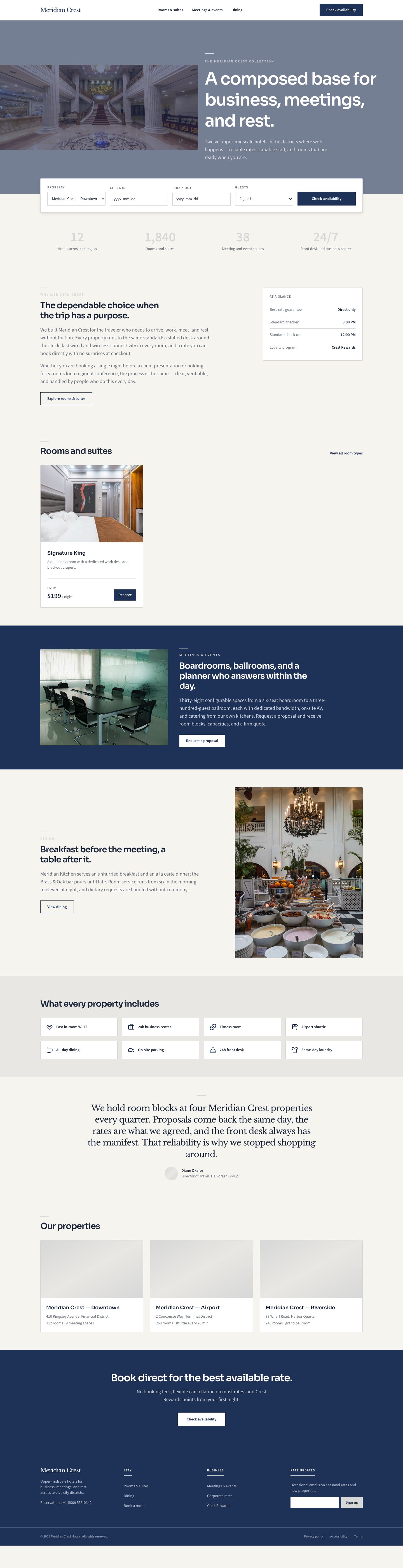 Hotel Website Template — full page preview