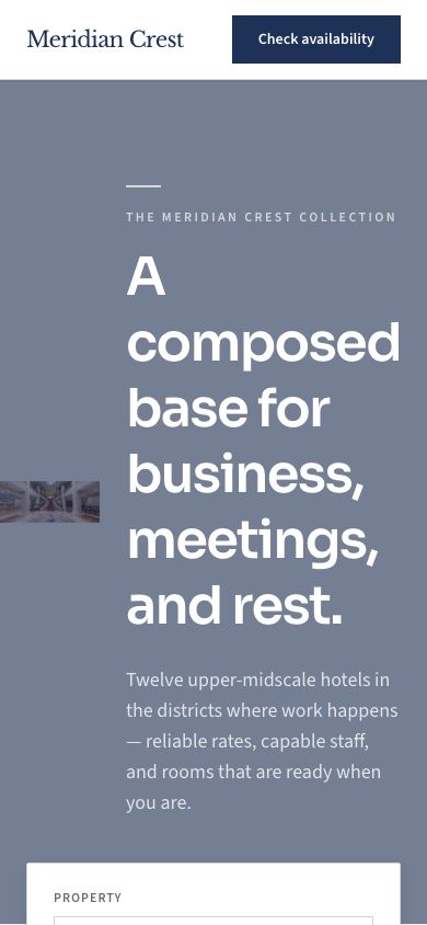 Hotel Website Template — responsive mobile layout