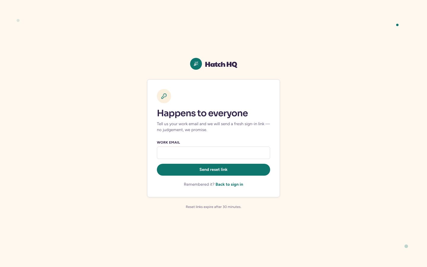 HR Dashboard Template — forgot password page screenshot
