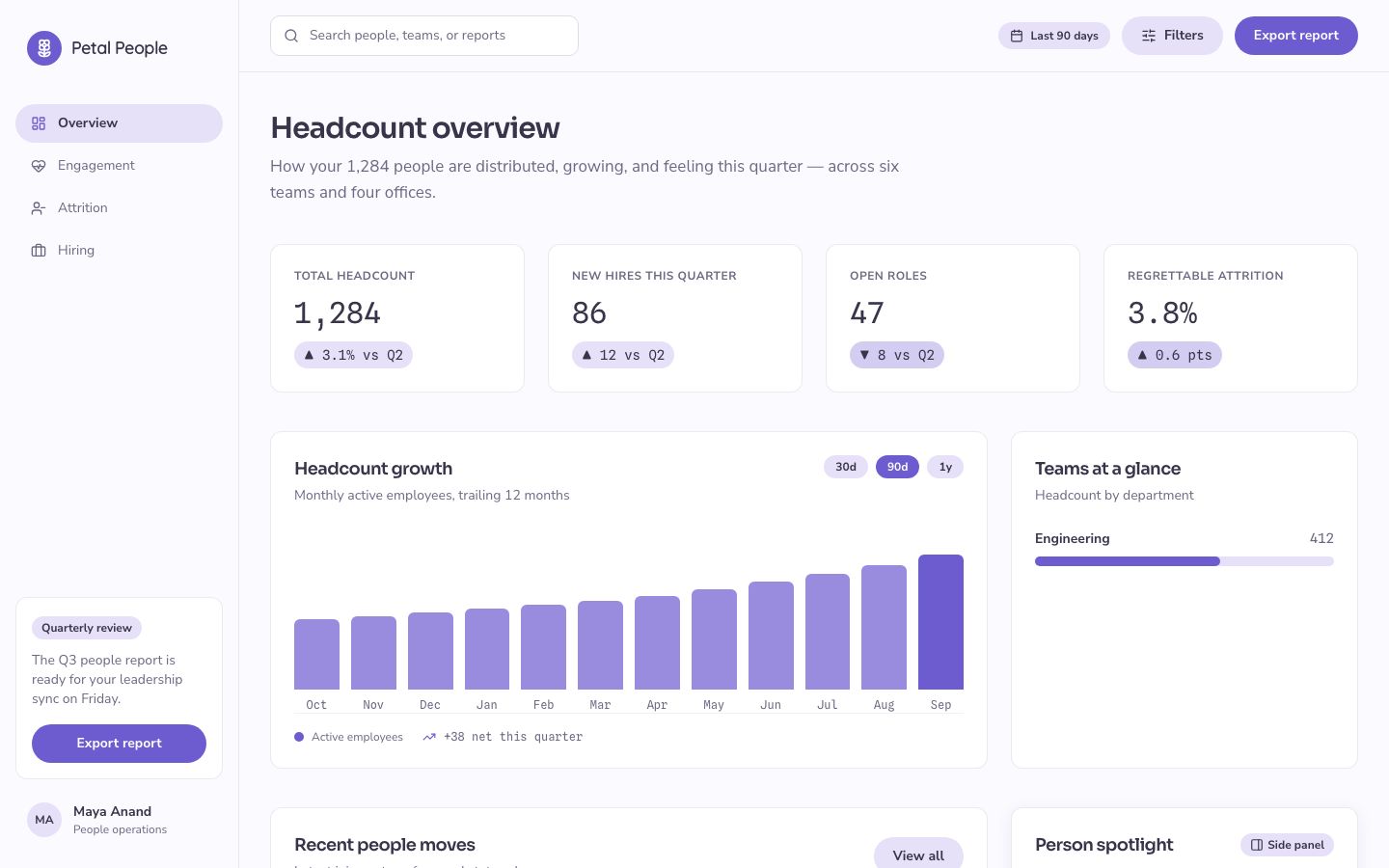 People Analytics Dashboard Template — home page screenshot