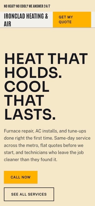 HVAC Website Template — responsive mobile layout