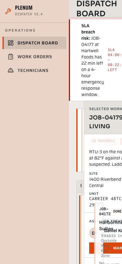 HVAC Dispatch Software Template — responsive mobile layout