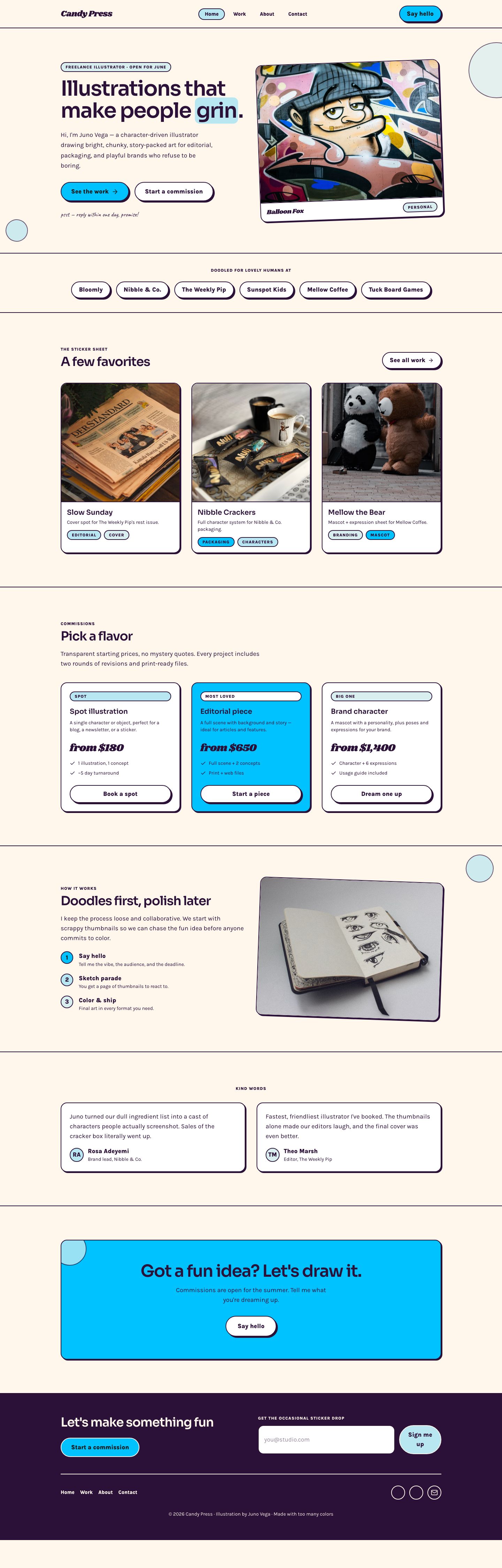 Illustrator Portfolio Template — full page preview