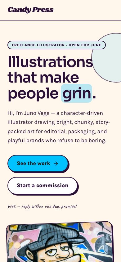 Illustrator Portfolio Template — responsive mobile layout