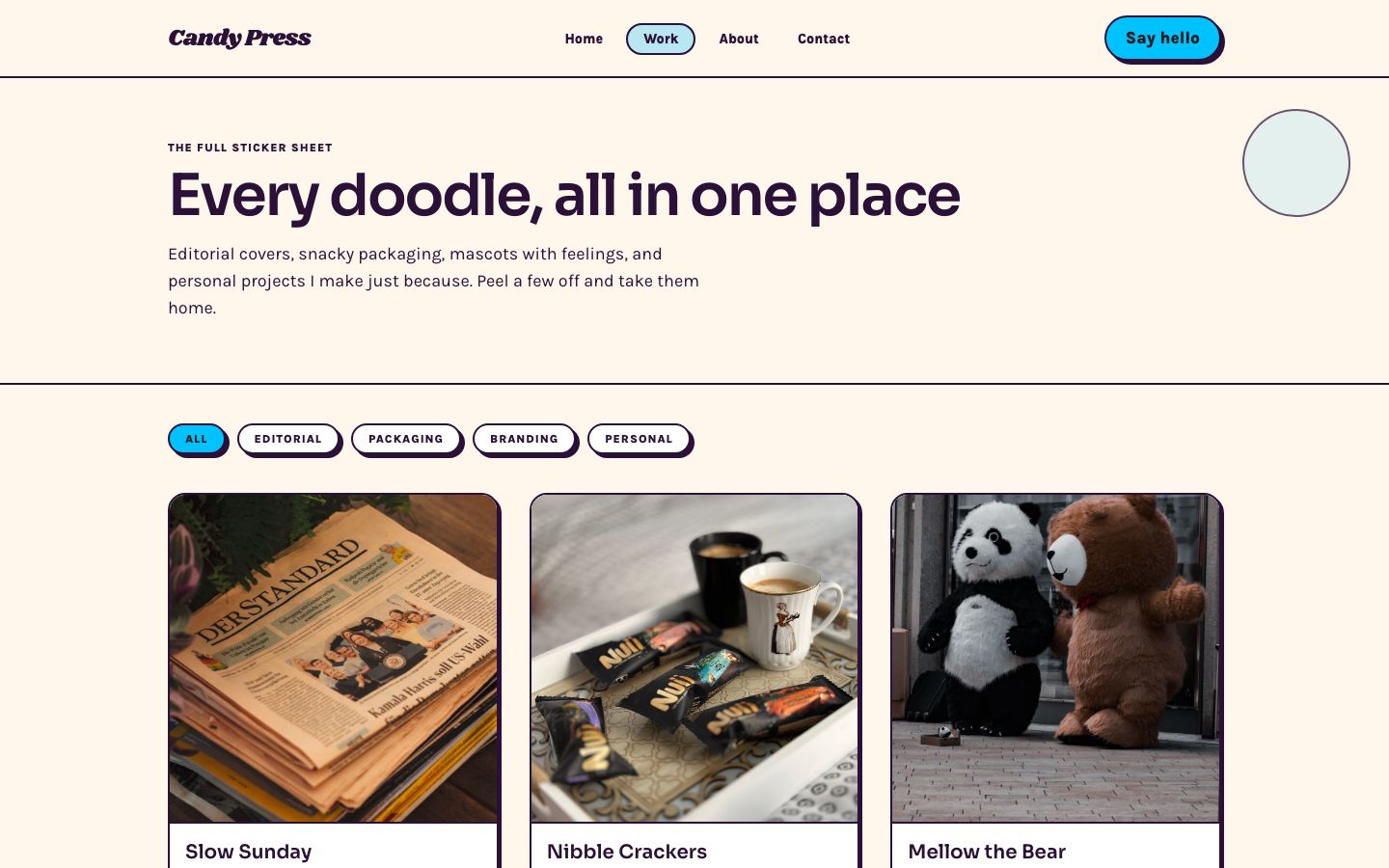 Illustrator Portfolio Template — work page screenshot