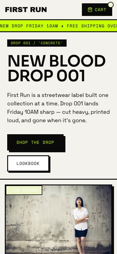 Clothing Brand Website Template — responsive mobile layout