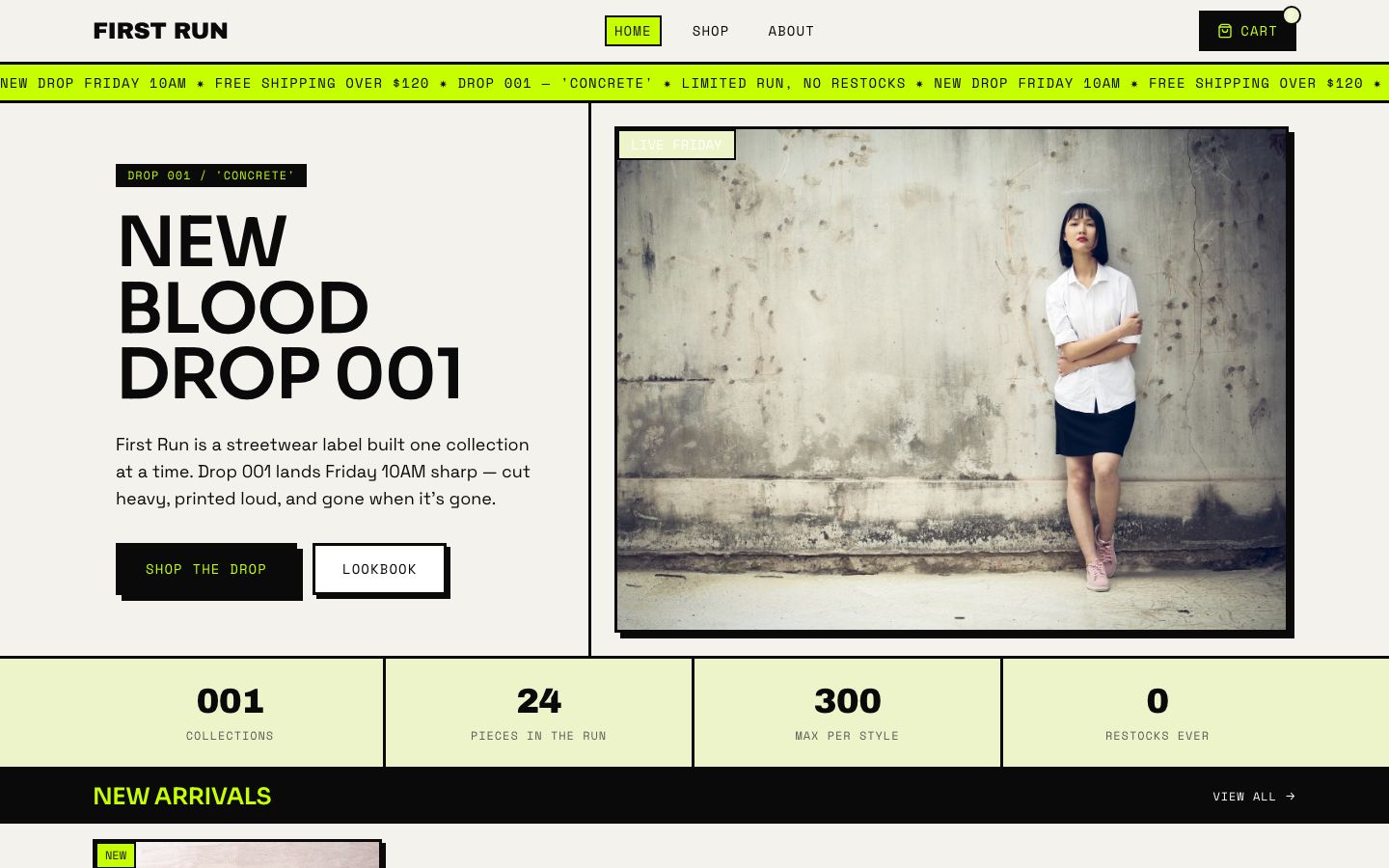 Clothing Brand Website Template — home page screenshot