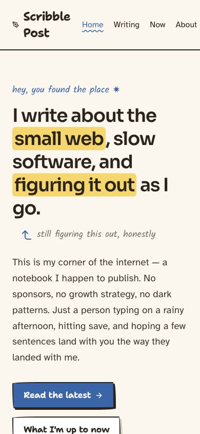 Personal Blog Template — responsive mobile layout