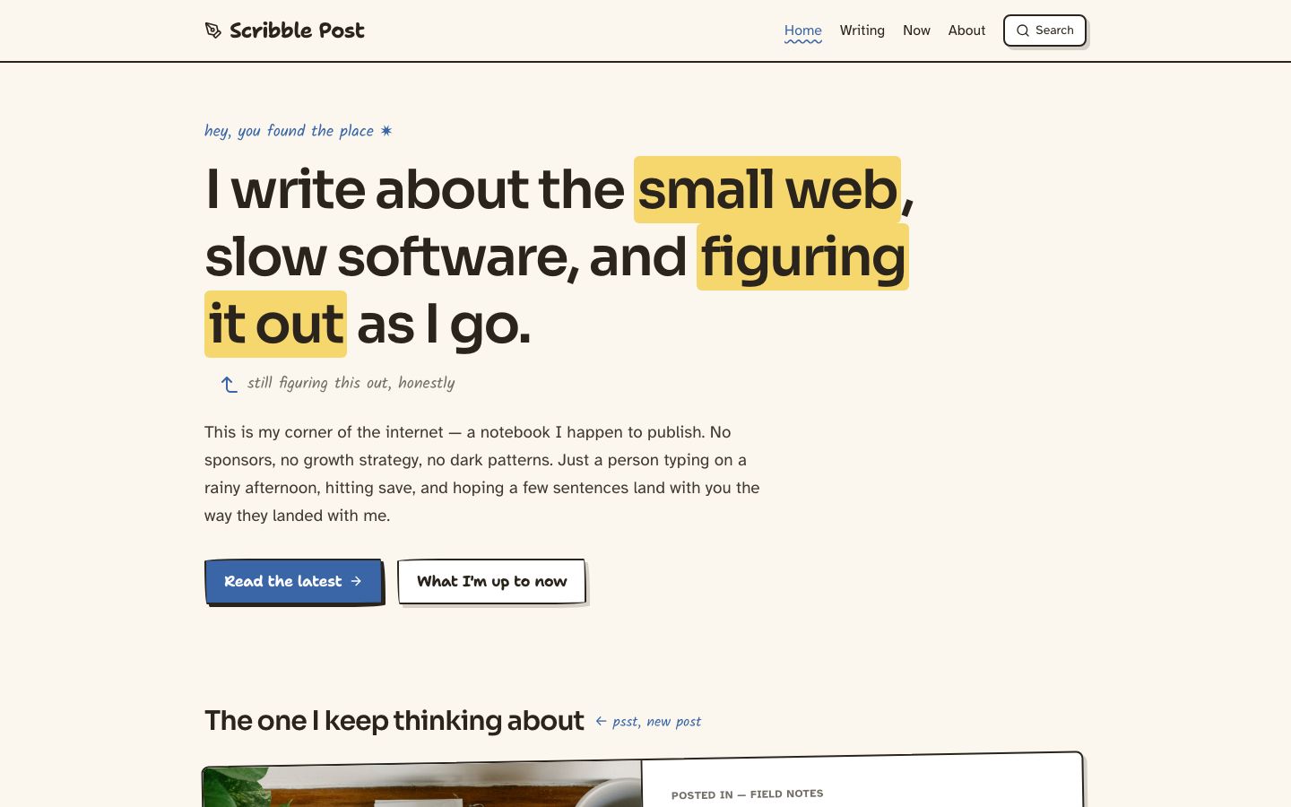 Personal Blog Template — home page screenshot