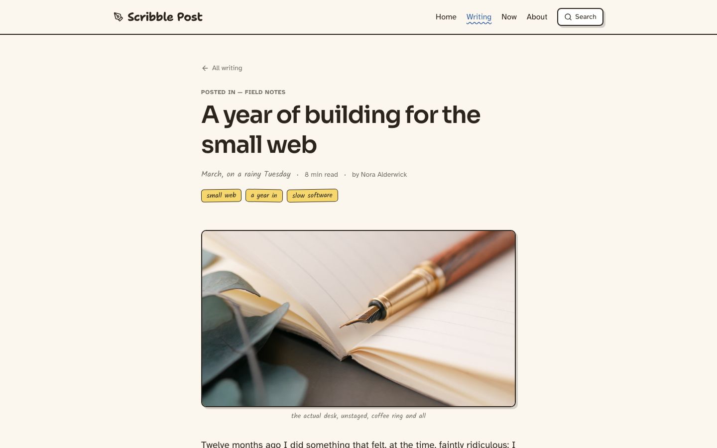 Personal Blog Template — post page screenshot