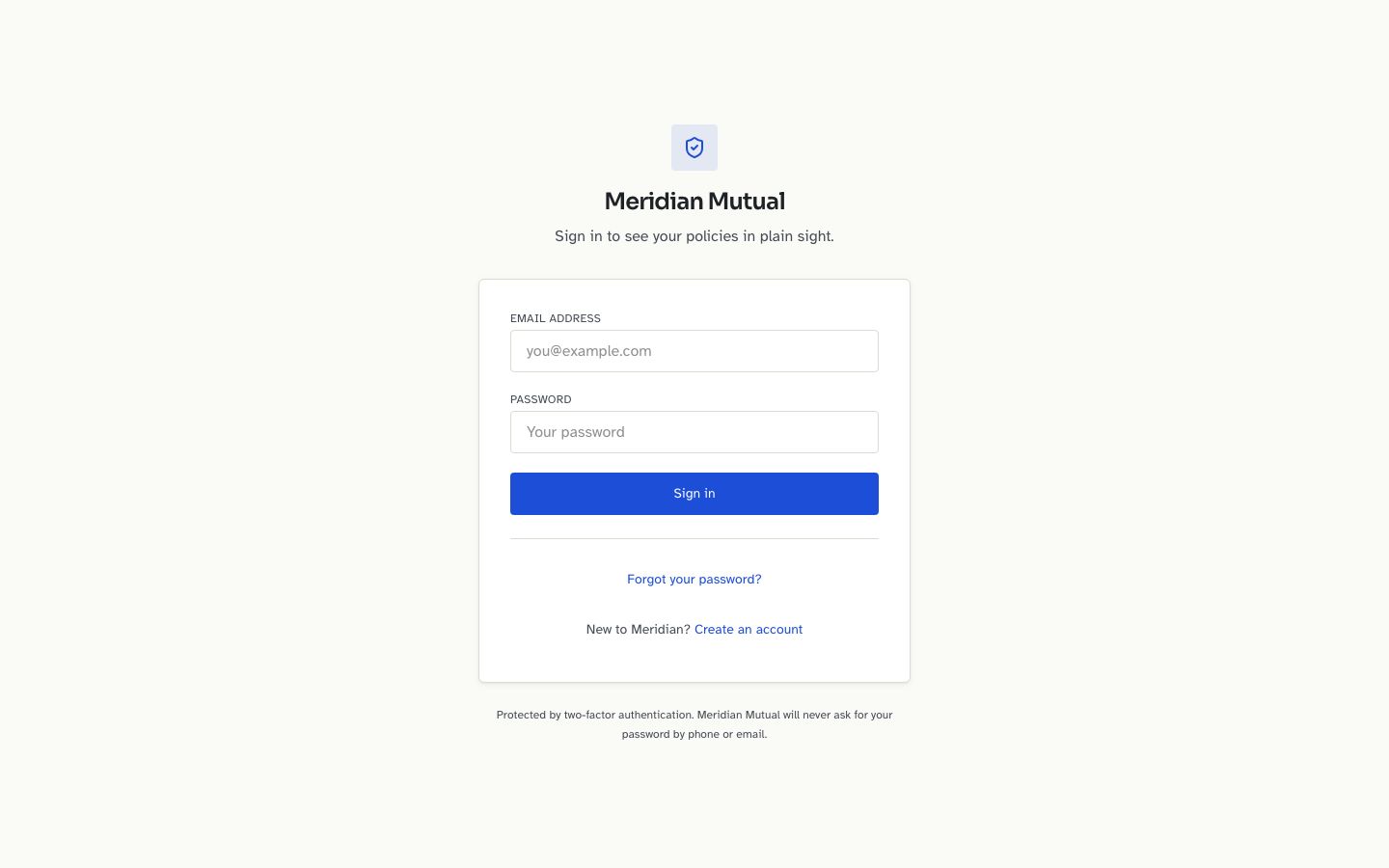 Insurance App UI Template — login page screenshot