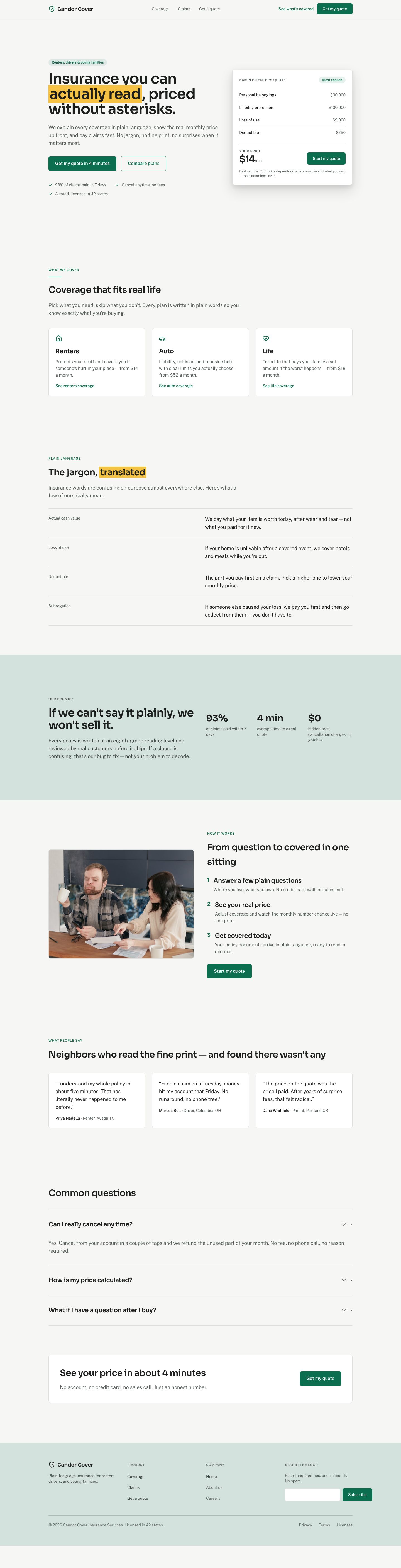 Insurance Website Template — full page preview