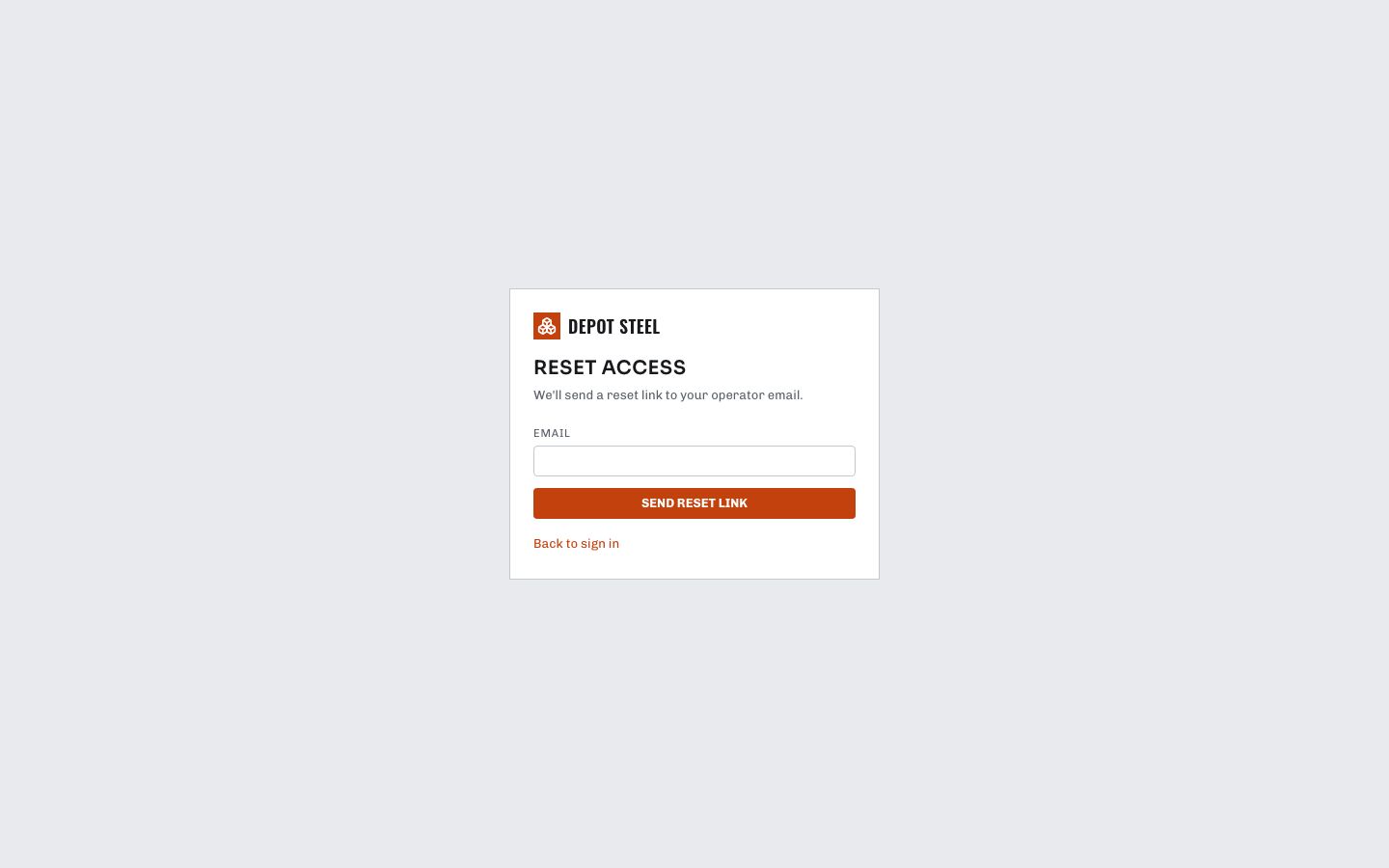 Inventory Management Dashboard Template — forgot password page screenshot