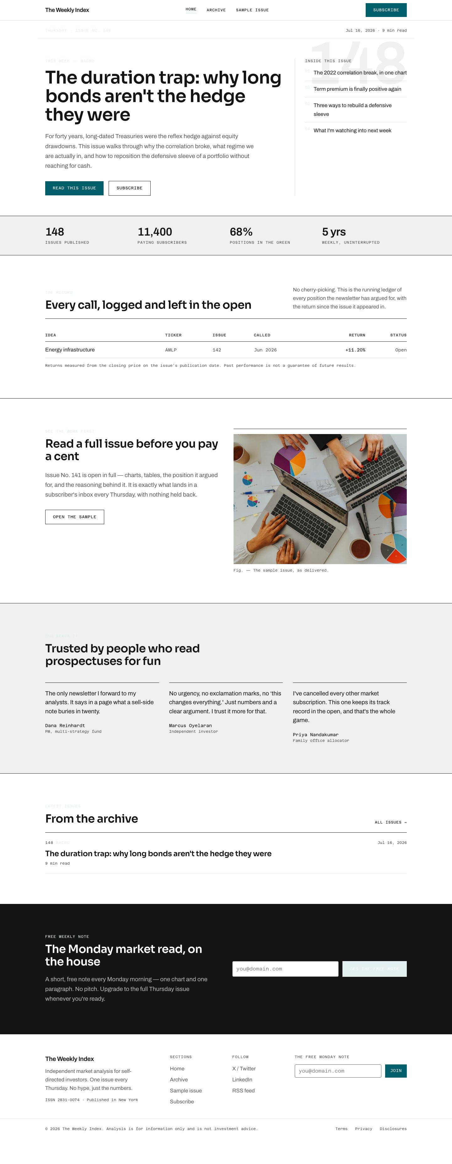 Newsletter Website Template — full page preview