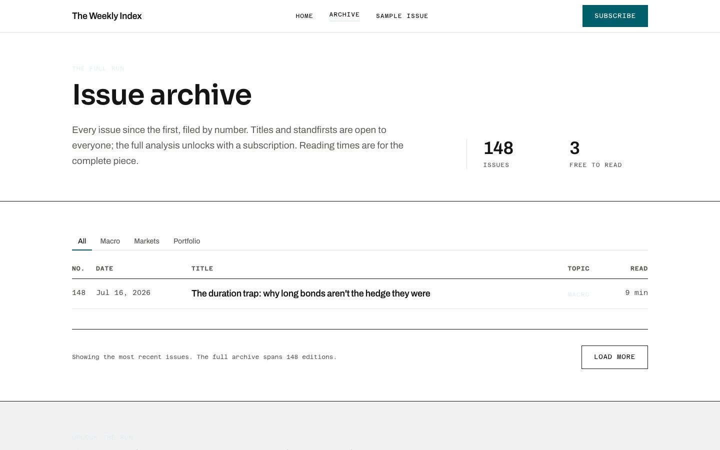 Newsletter Website Template — archive page screenshot