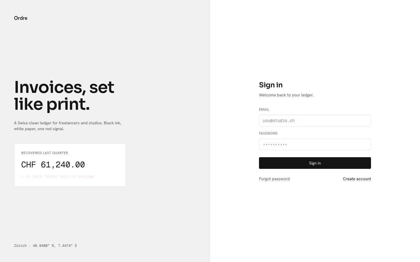 Invoicing App Template — login page screenshot