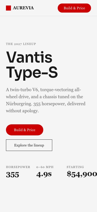 Luxury Automotive — responsive mobile layout