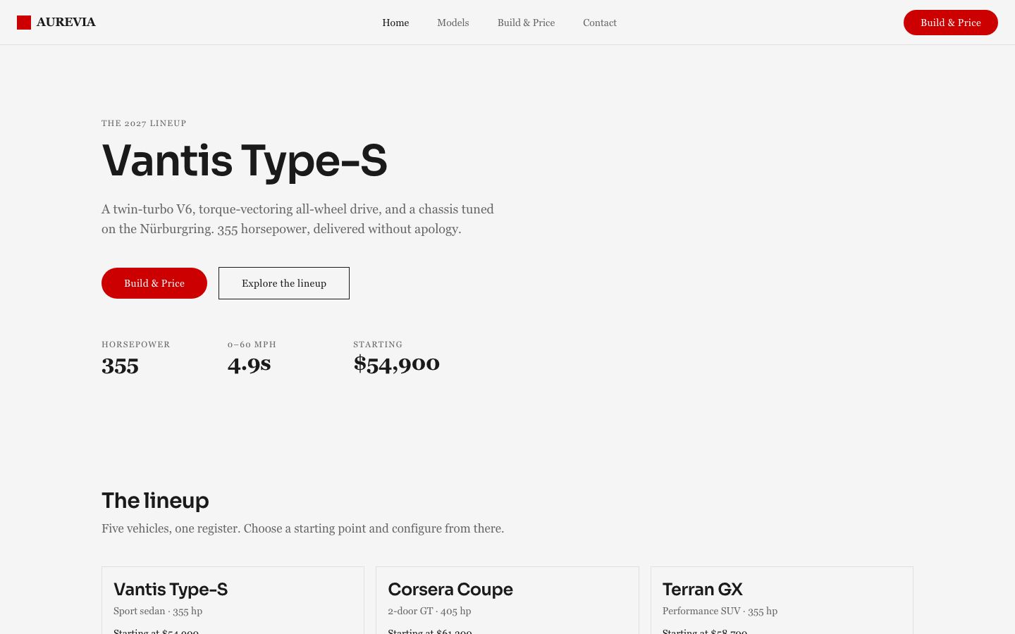 Luxury Automotive — home page screenshot