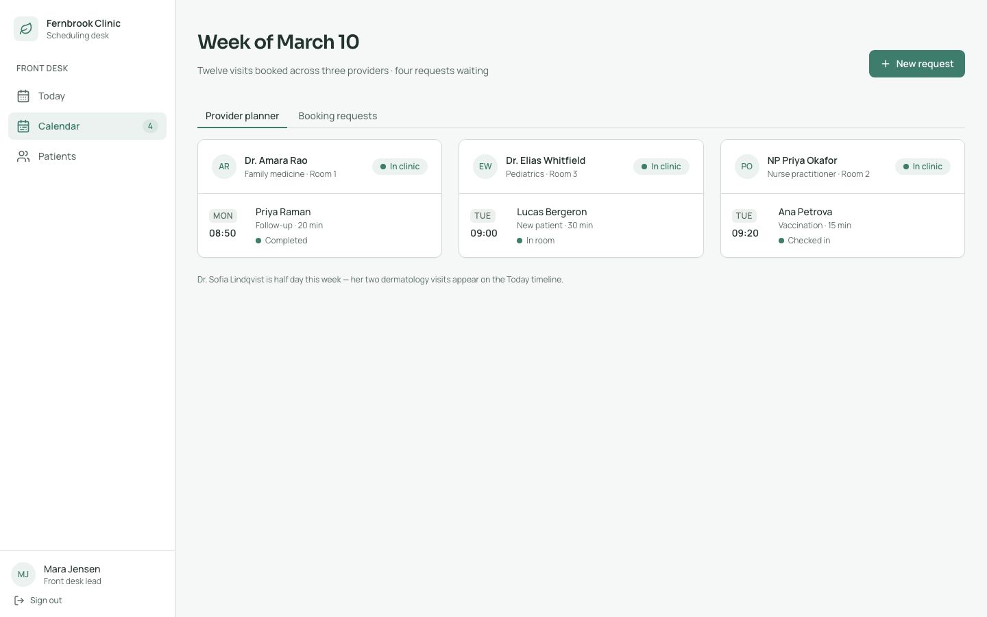Medical Appointment Scheduler Template — appointments page screenshot
