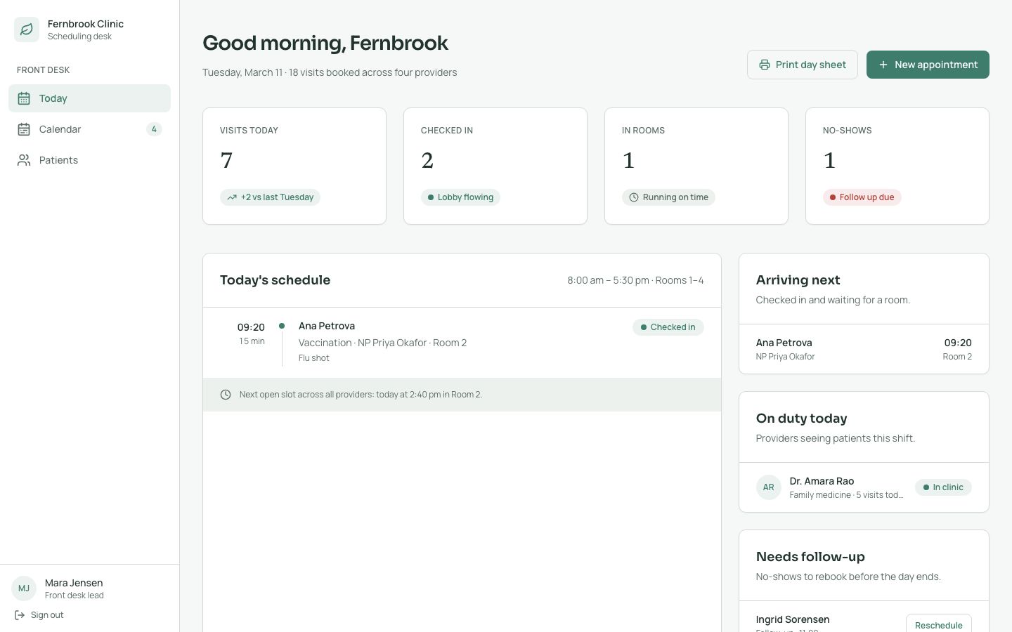 Medical Appointment Scheduler Template — home page screenshot