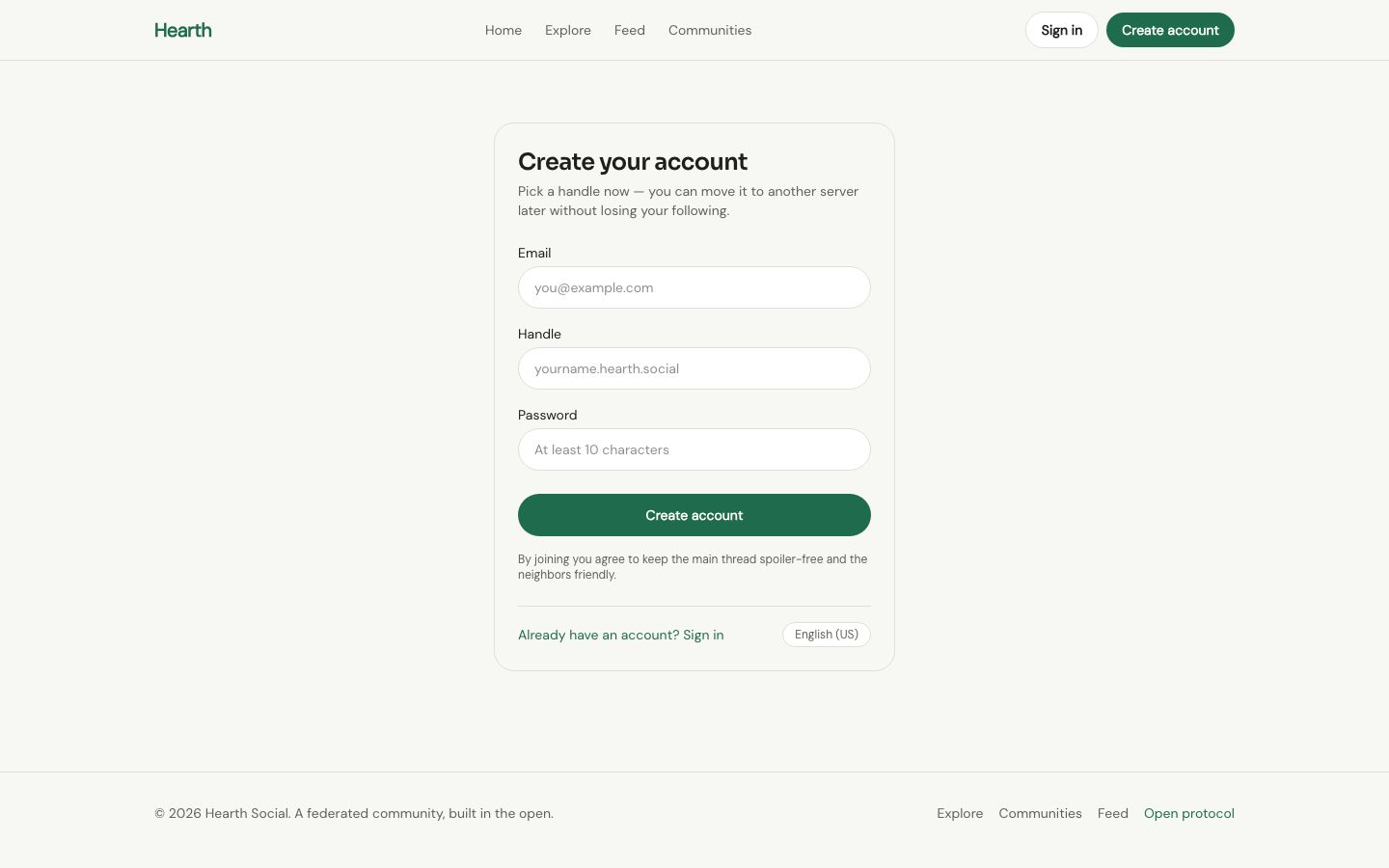 Modern Social And Community — create account page screenshot