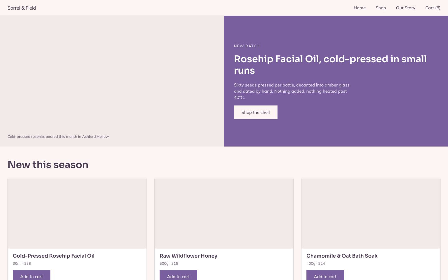 Organic E Commerce And Retail — home page screenshot
