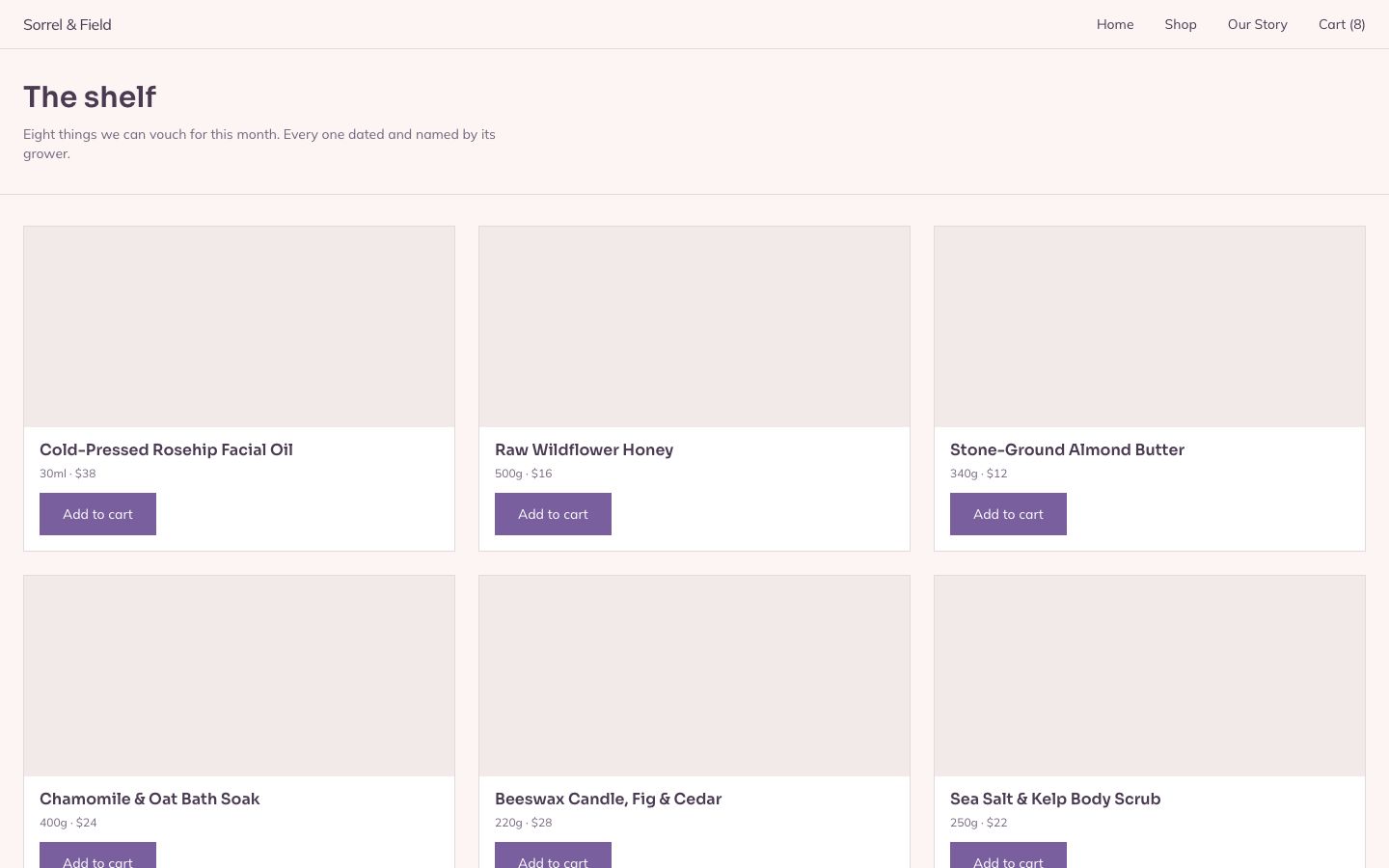 Organic E Commerce And Retail — shop page screenshot