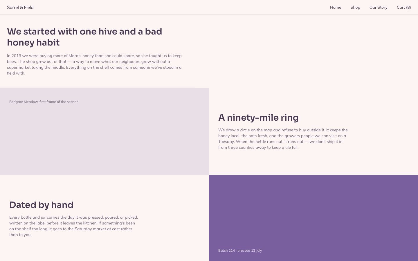 Organic E Commerce And Retail — our story page screenshot