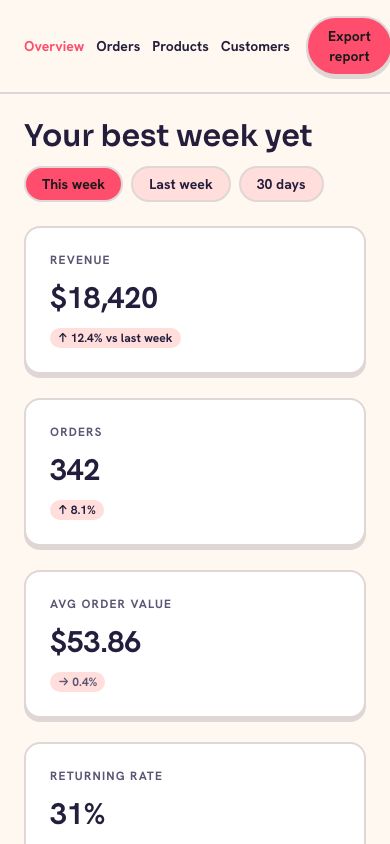 Sherbet Pop — responsive mobile layout