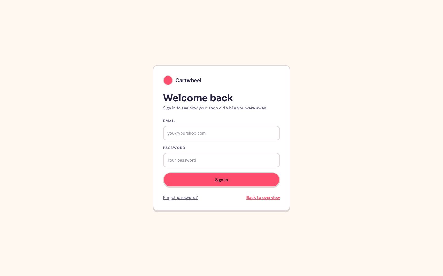 Sherbet Pop — sign in page screenshot