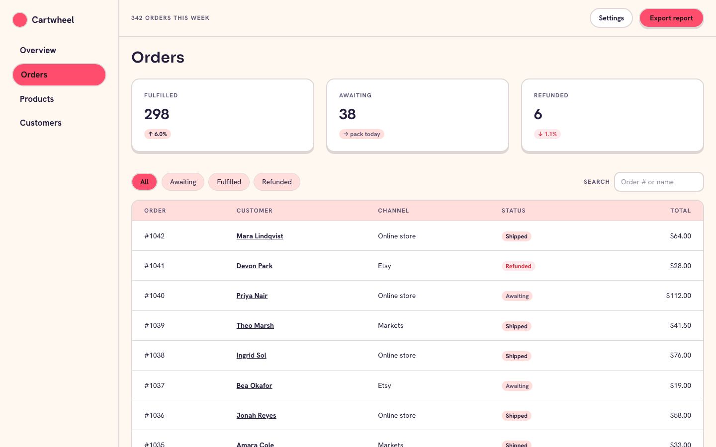 Sherbet Pop — orders page screenshot