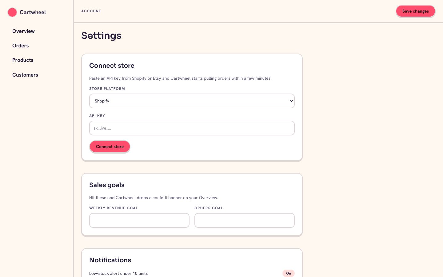 Sherbet Pop — settings page screenshot