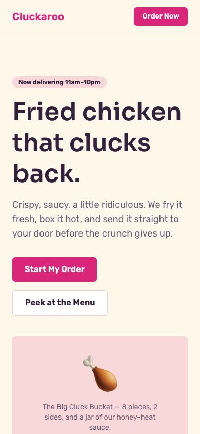 Playful Food And Delivery — responsive mobile layout
