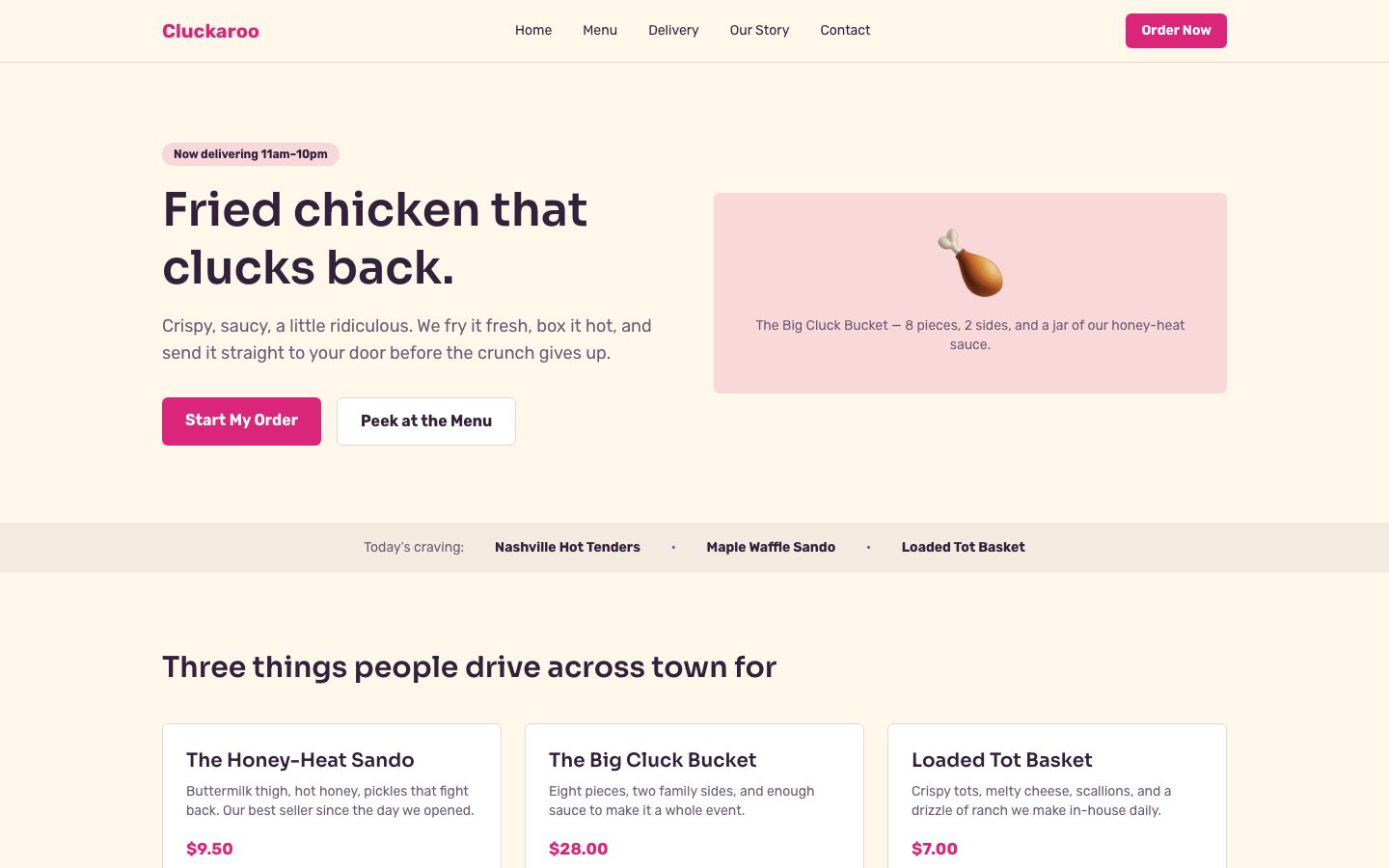 Playful Food And Delivery — home page screenshot