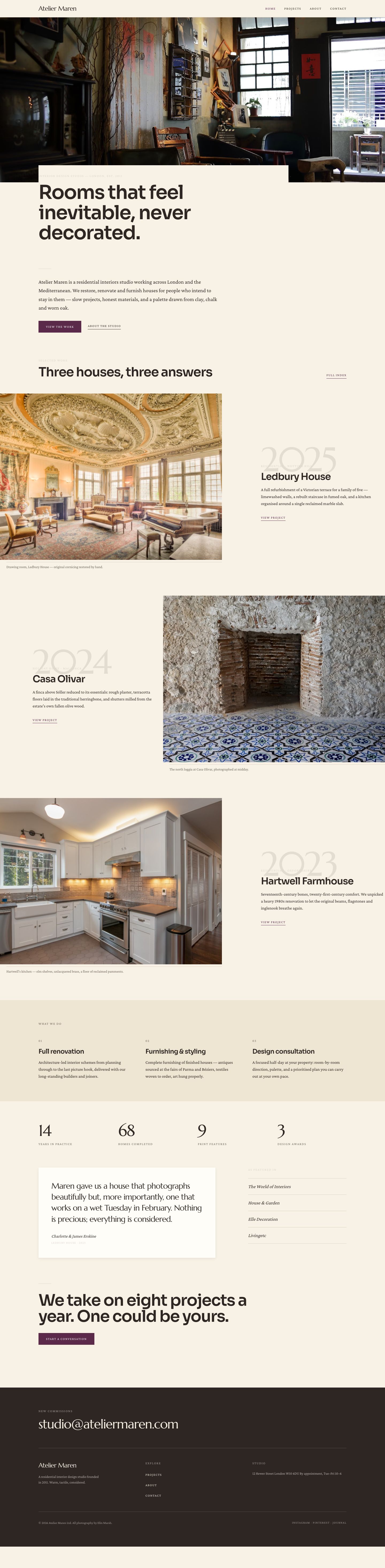 Interior Design Portfolio Template — full page preview