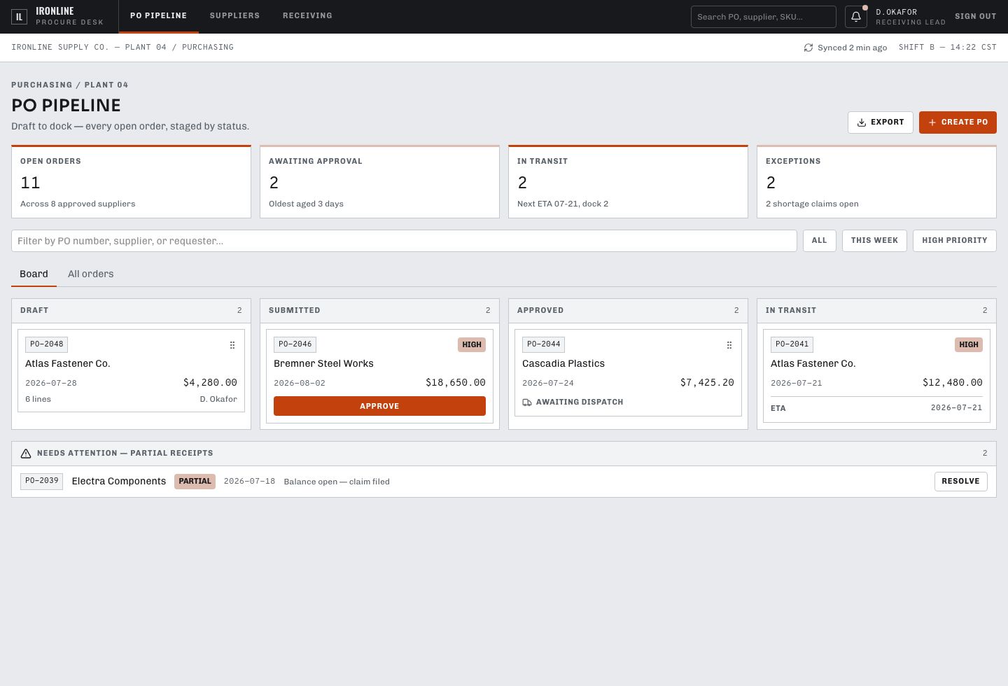 Purchase Order Management Template — full page preview