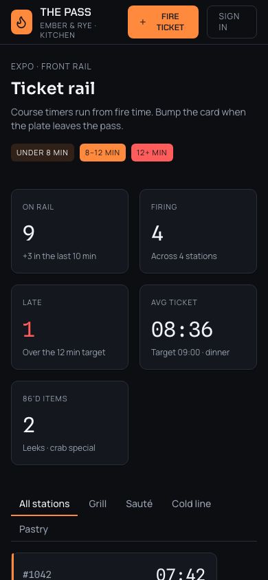 Kitchen Display System Template — responsive mobile layout