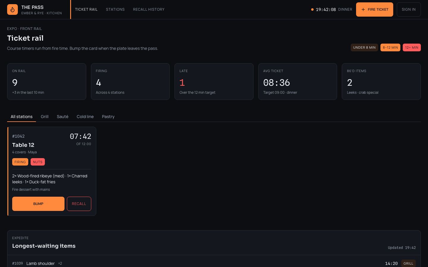 Kitchen Display System Template — home page screenshot