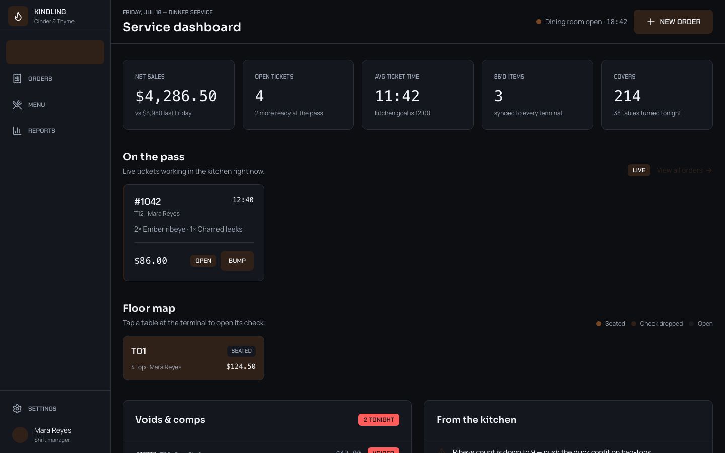 Restaurant POS Admin Template — home page screenshot